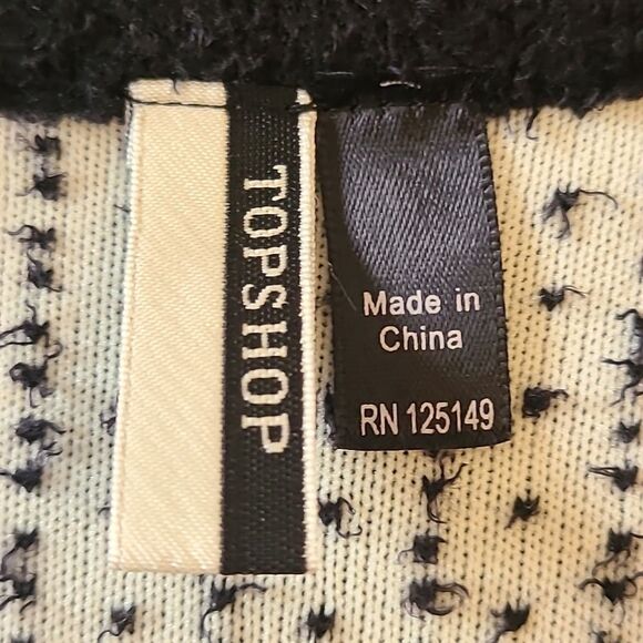 Top Shop Geometric Pattern Fit And Flare Knitted Mini Dress Black White Size US8 - Picture 12 of 14